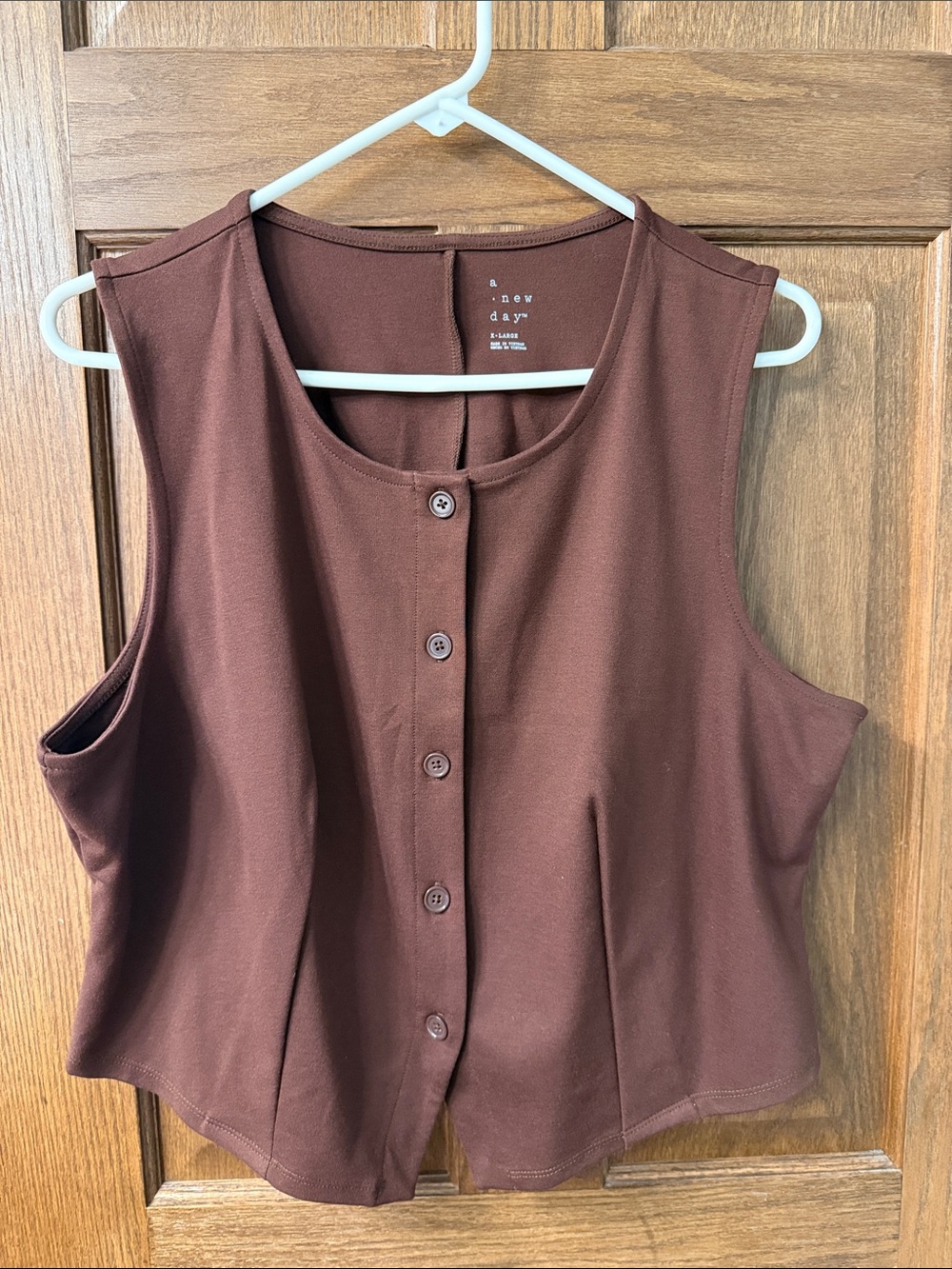 a new day Chocolate Brown Button-Front Sleeveless Tank